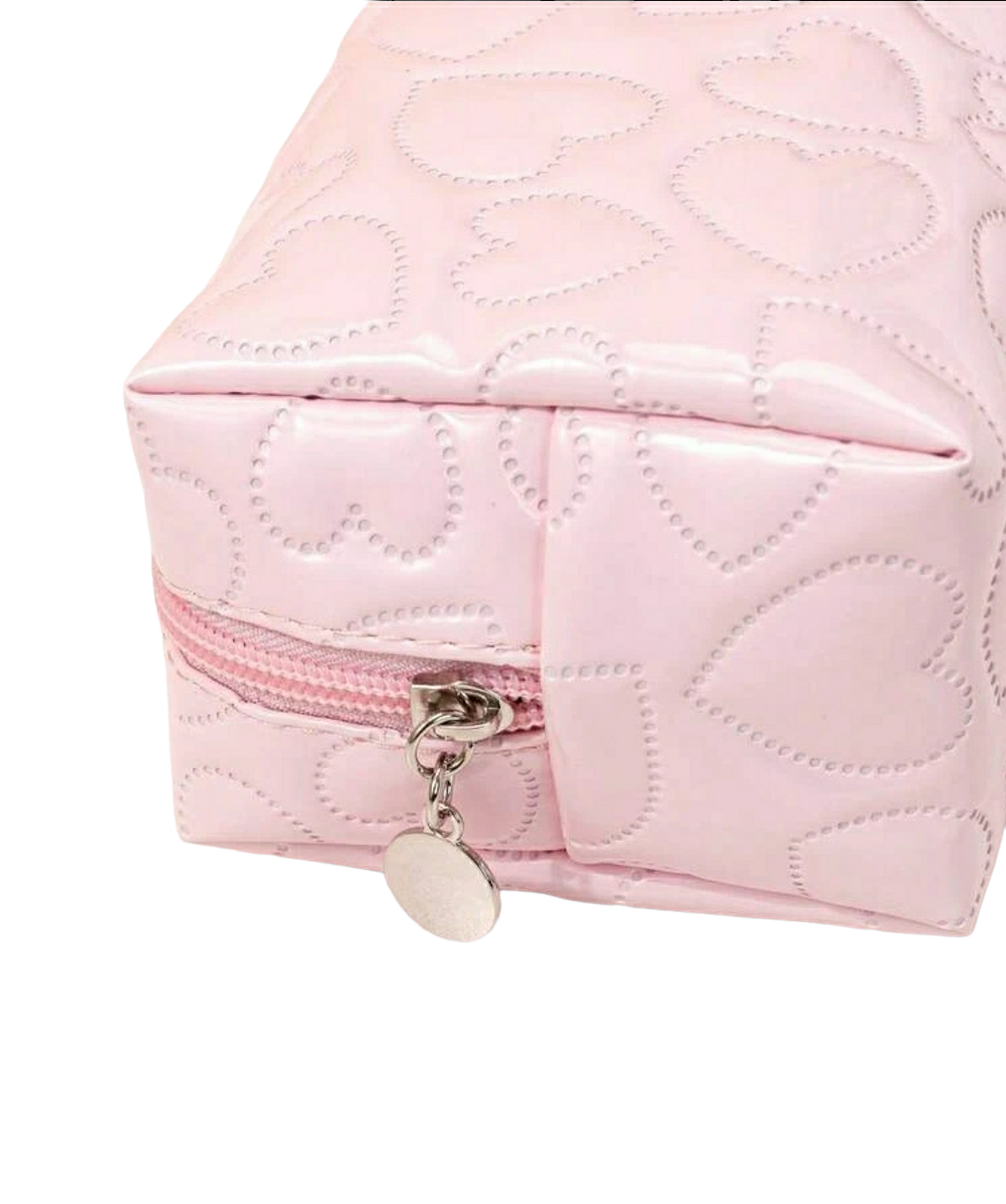 Pink Heart Quilted Makeup Bags