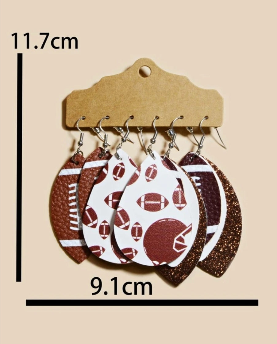 Football Earrings (3-Pair Set)
