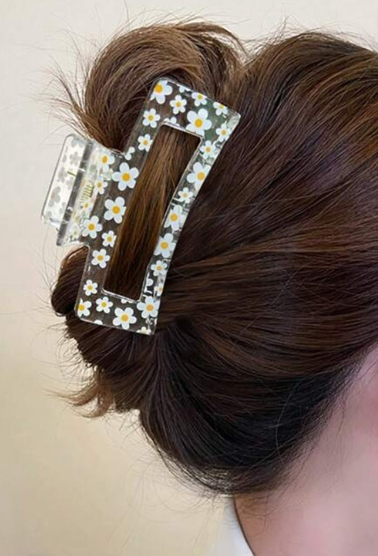 Transparent Floral Hair Claw Clip