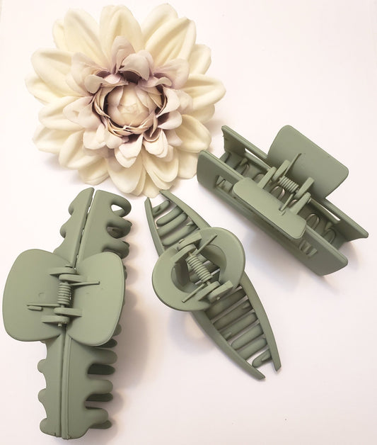 Matte Hair Claw Clips - 3pc Sets