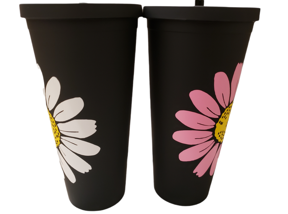 Matte Black Daisy Tumblers