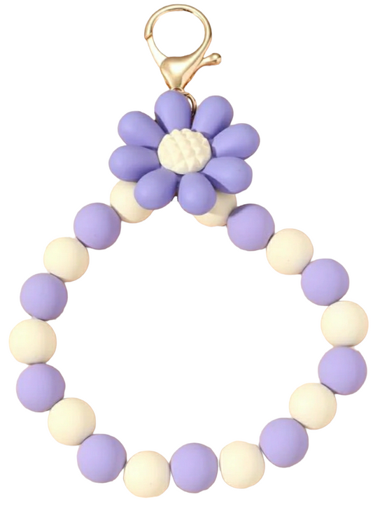Bead and Flower Charm Keychain