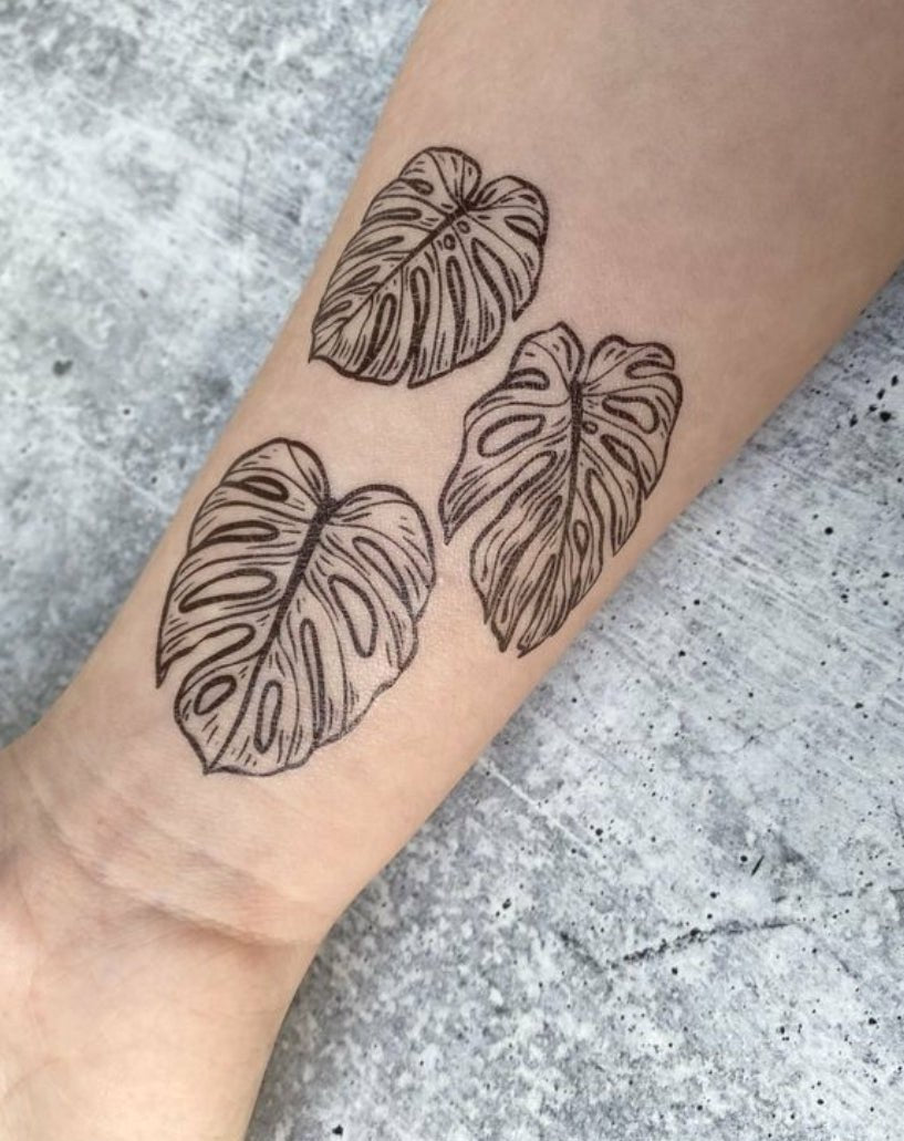 monstera tattoo meaning Monstera Leaves Temporary Tattoo – Donna D's Boutique