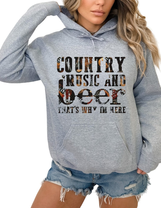 COUNTRY MUSIC AND BEER... Gray Unisex Hoodie