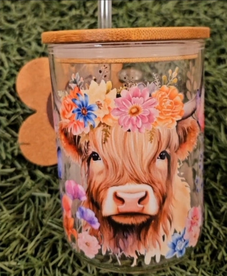 Glass Cups & Mugs W/ Bamboo Lid & Straw