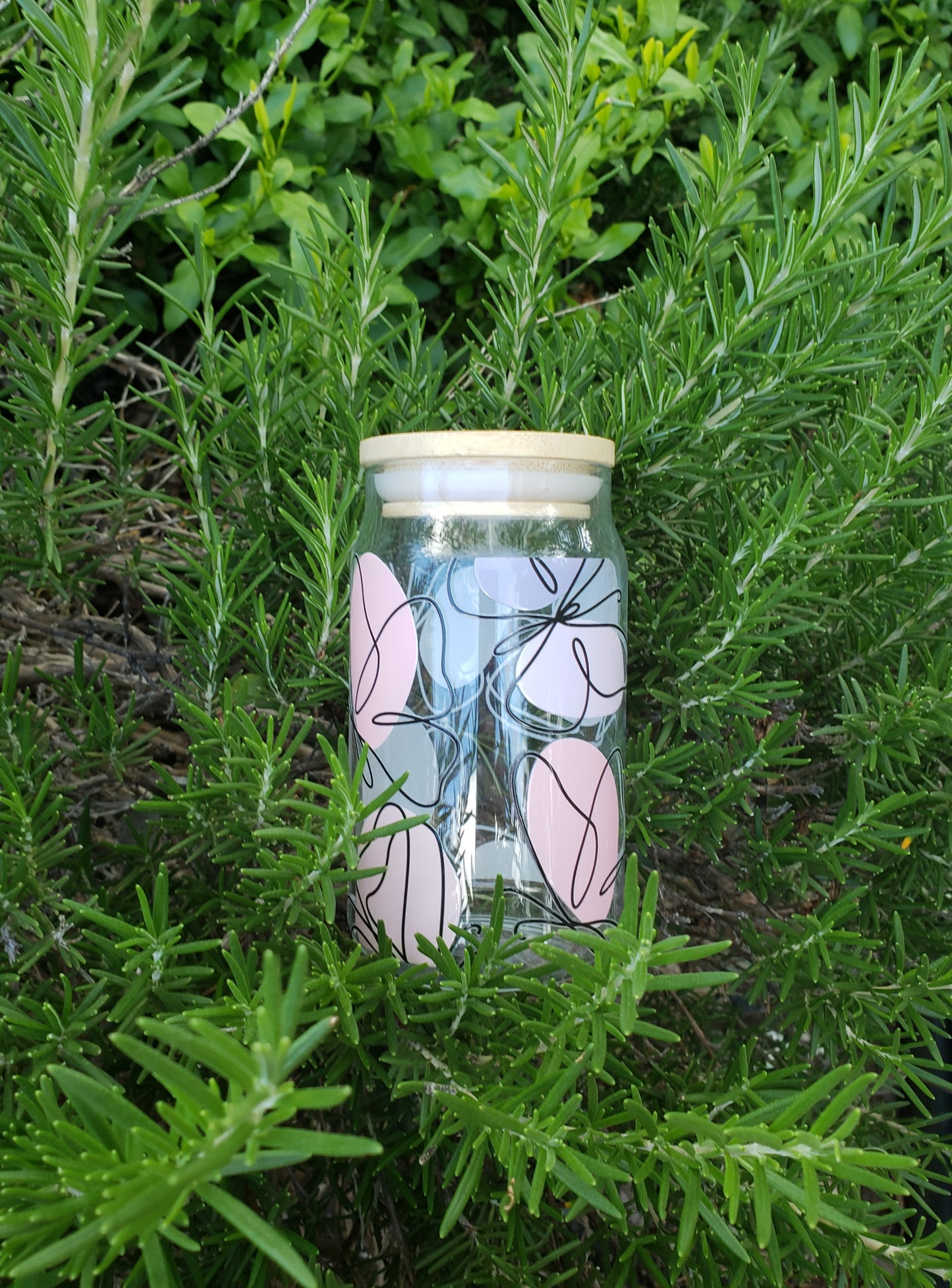 BOHO Butterfly Glass Cup W/Bamboo Lid and Straw