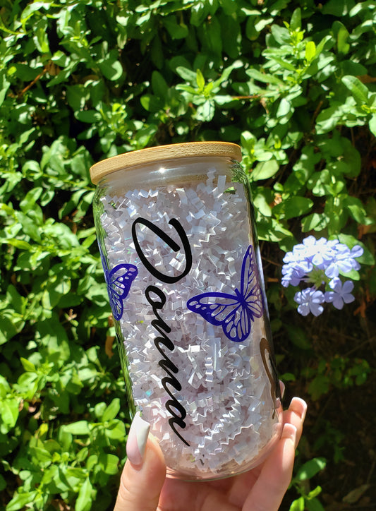 Butterfly Glass Cup With Name