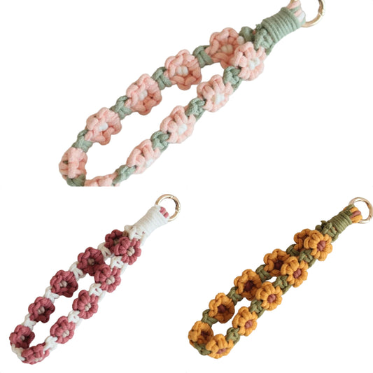 Flower Cotton String Knitting Bag Pendant Keychain
