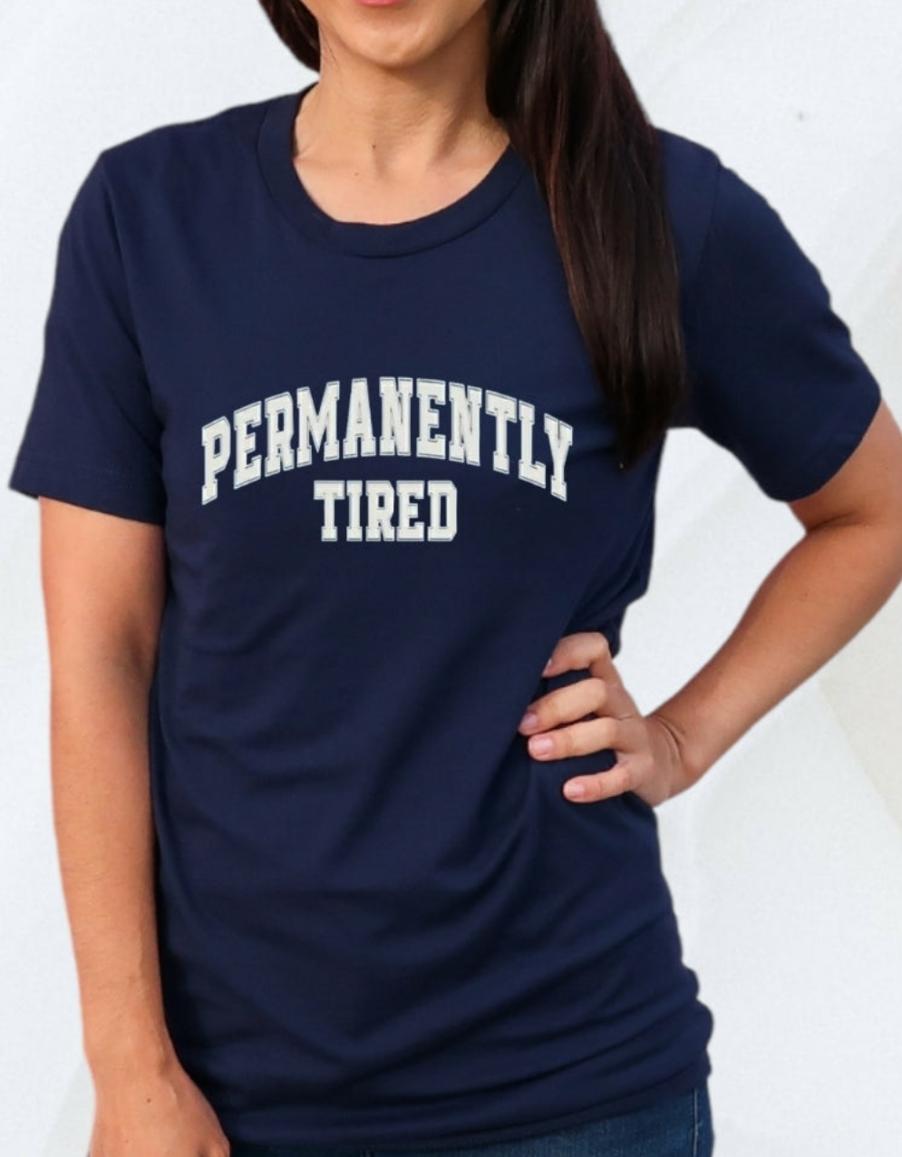 PERMANENTLY TIRED Navy Blue Unisex Tshirt