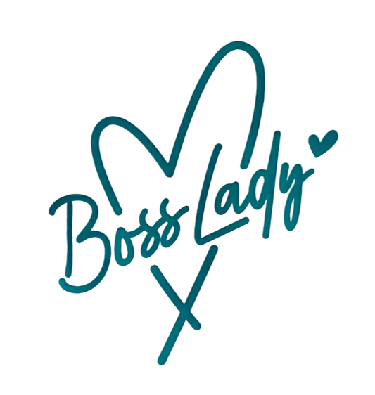 Boss Lady Teal (Puff Print) White Tshirt
