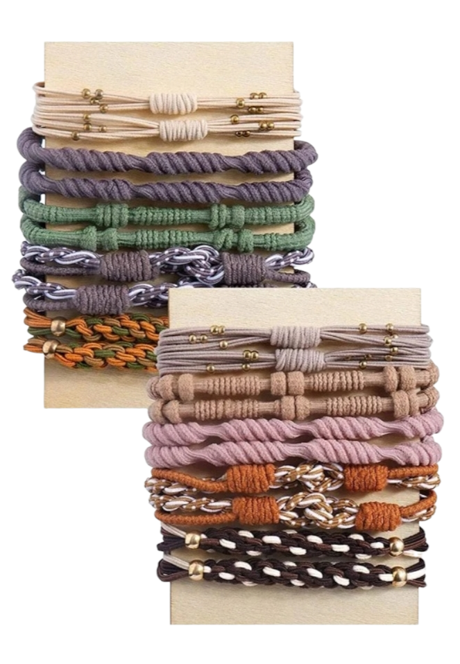 10pc Boho Knotted Bracelet/Hair Ties