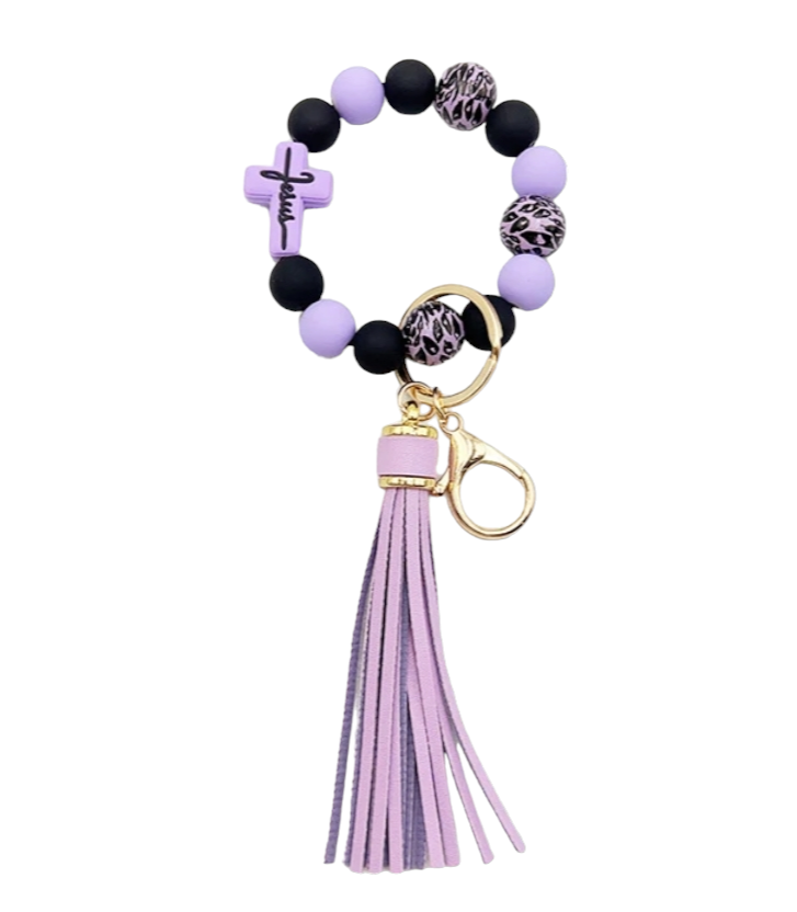 Leopard Cross Wristlet Keychain