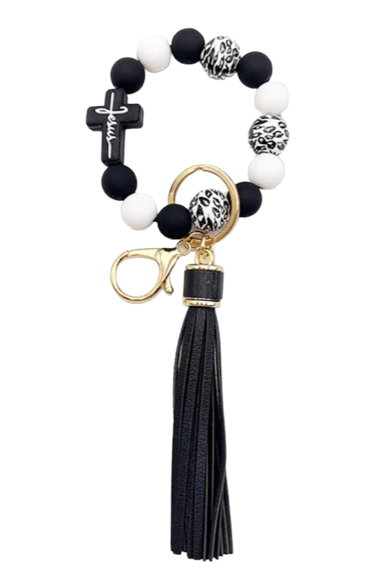 Leopard Cross Wristlet Keychain