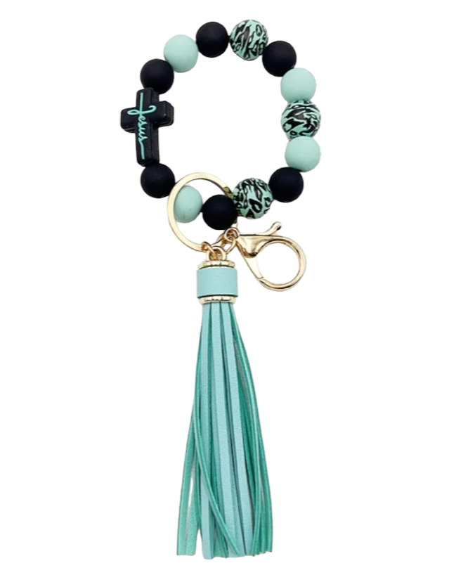 Leopard Cross Wristlet Keychain