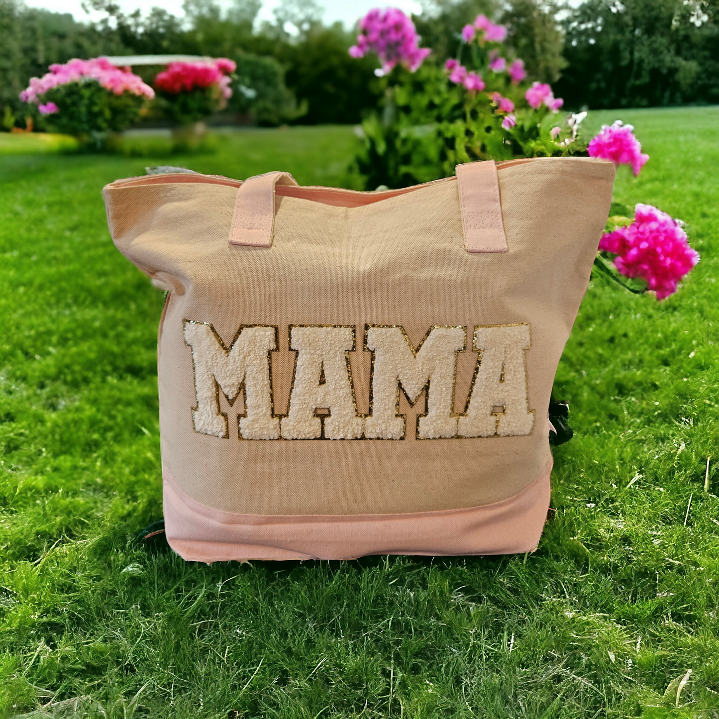 Chenille MAMA Zippered Tote