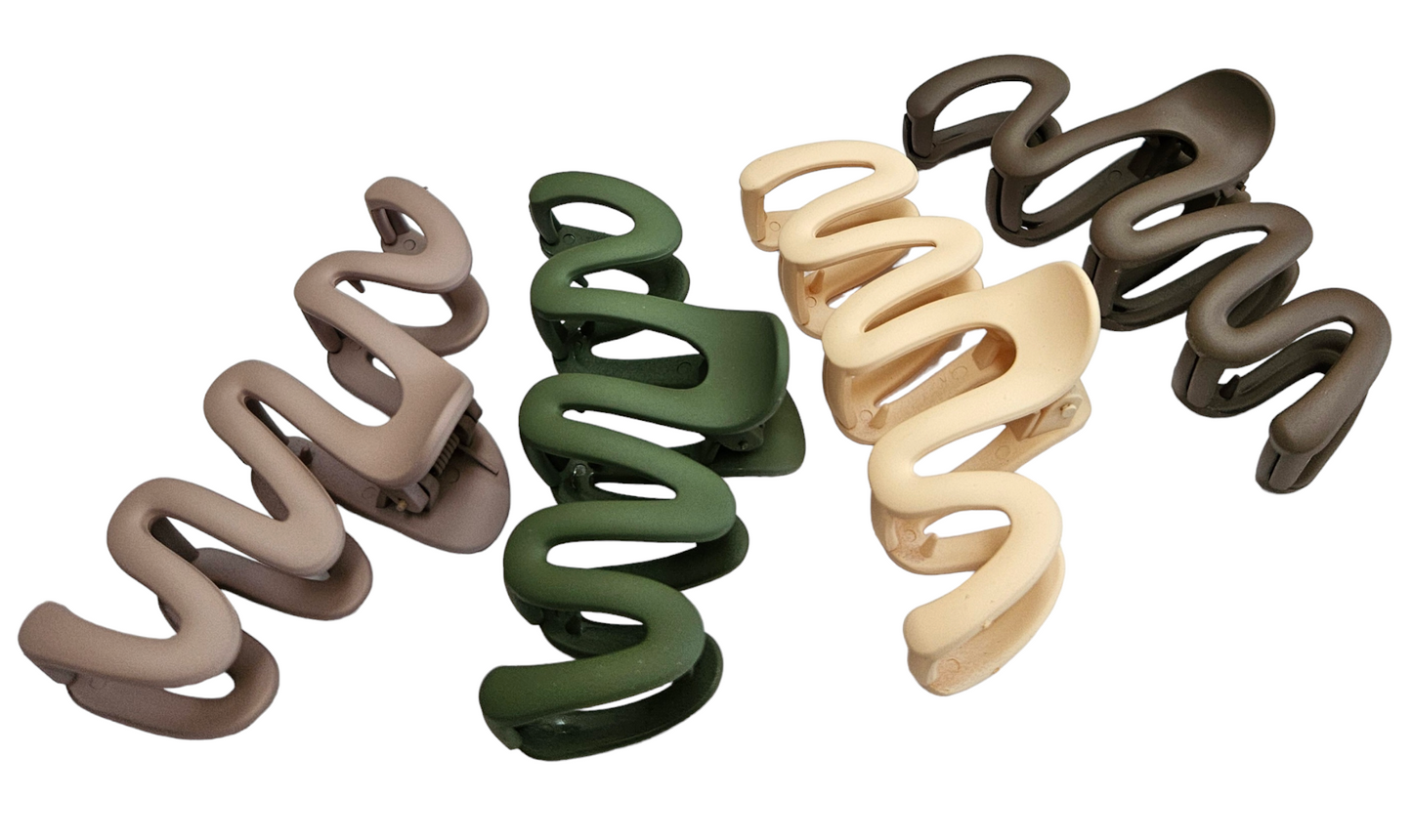 Wavy Hair Claw Clips - 4pcs Set