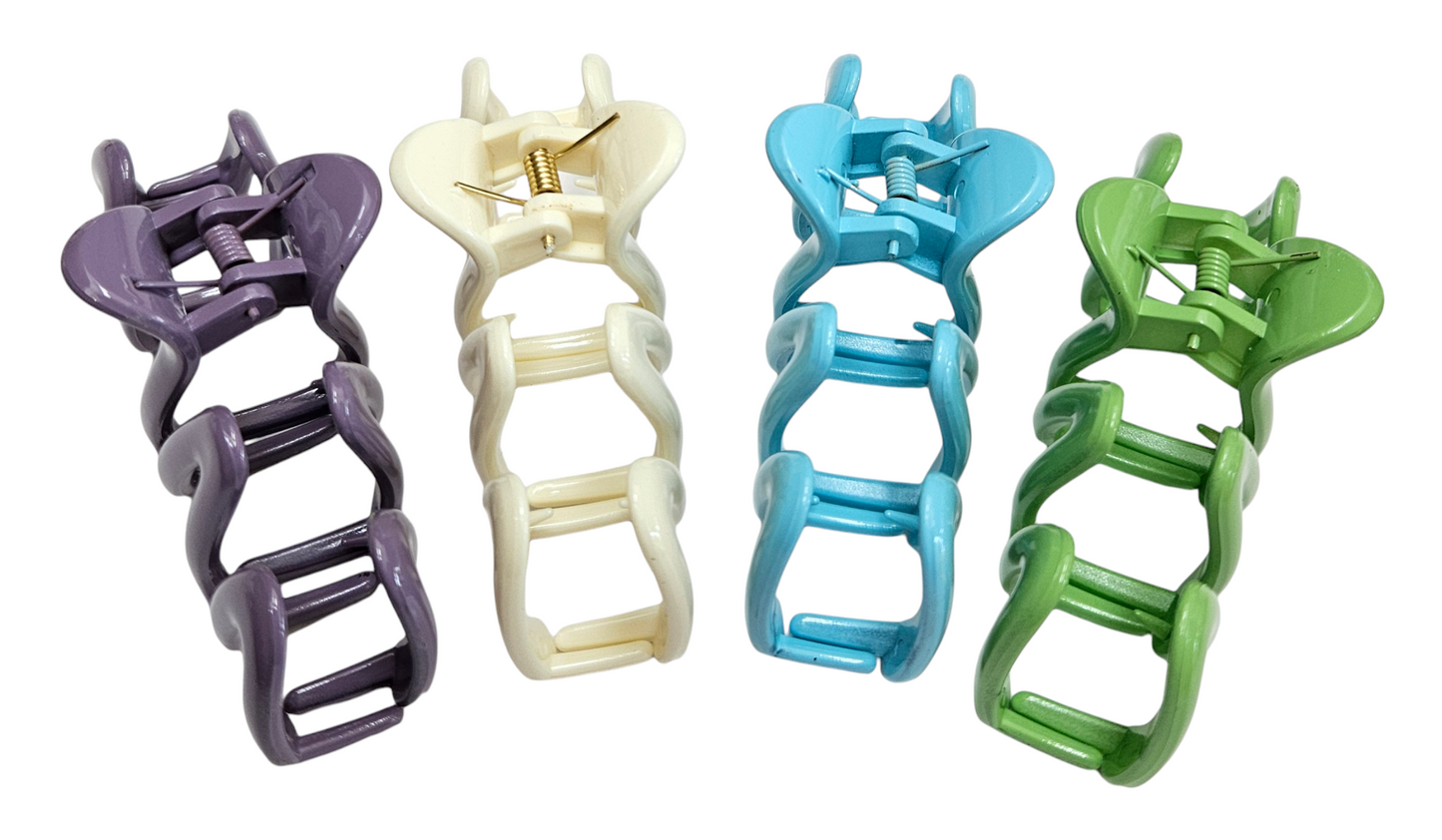 Wavy Hair Claw Clips - 4pcs Set