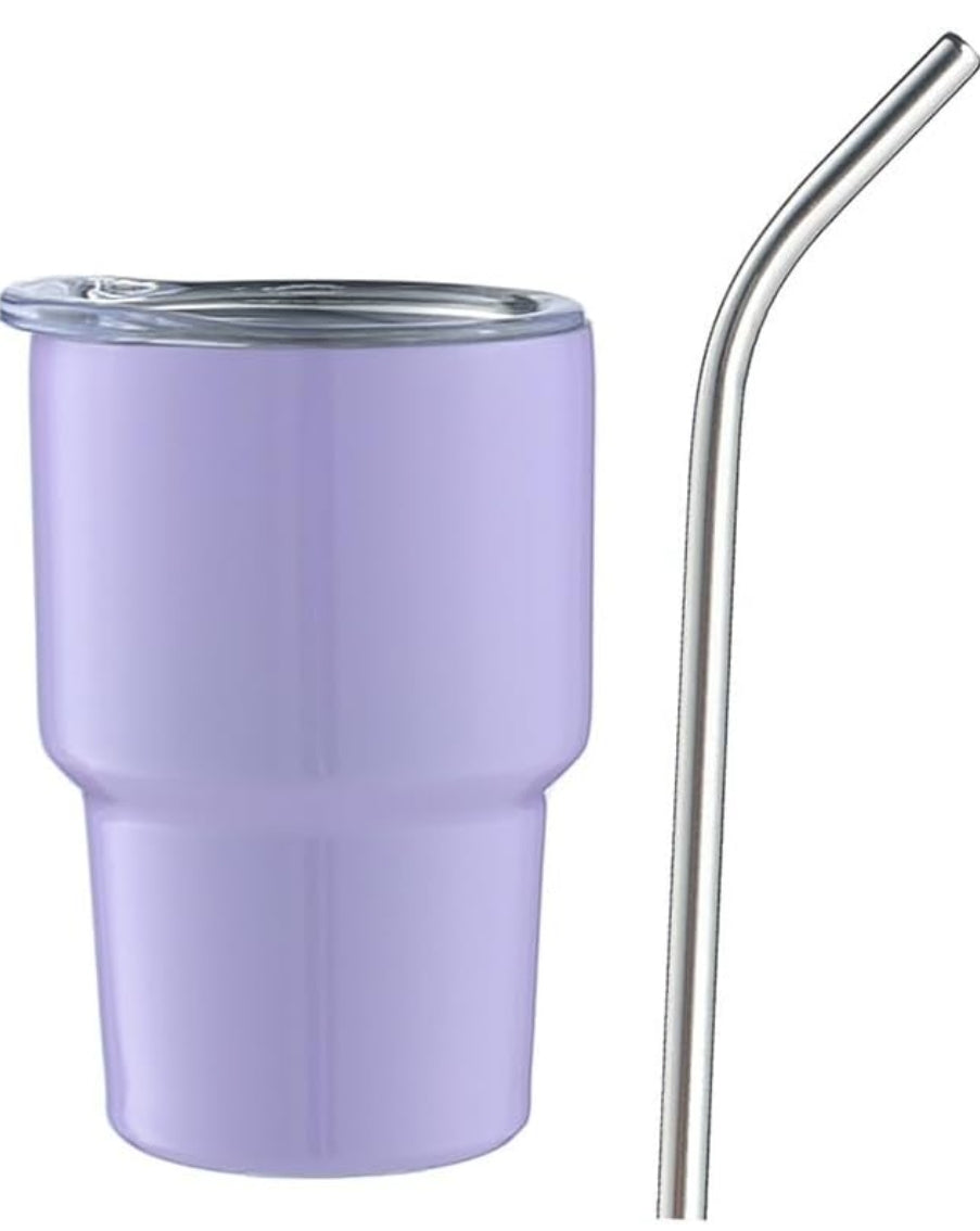 Mini Tumblers 6pc. Set - 3oz. Stainless Steel with Lid and Straw