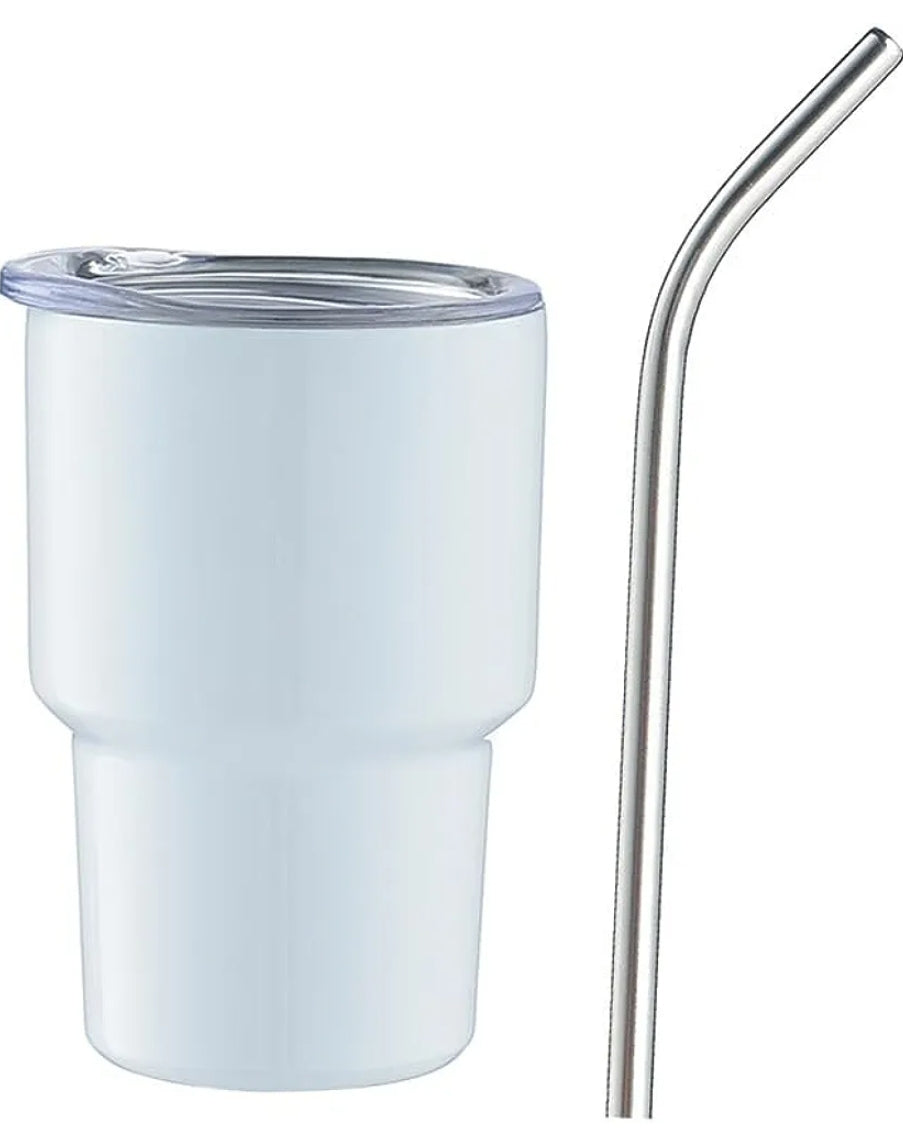 Mini Tumblers 6pc. Set - 3oz. Stainless Steel with Lid and Straw