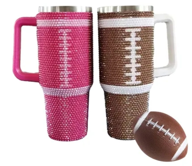 Rhinestone Football Tumblers