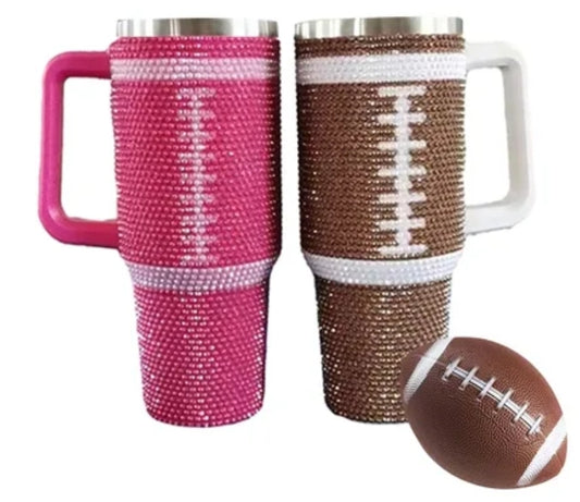 Rhinestone Football Tumblers