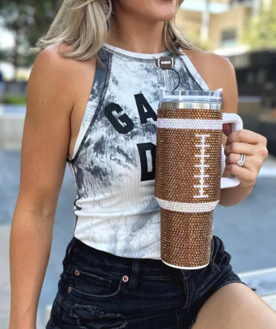 Rhinestone Football Tumblers