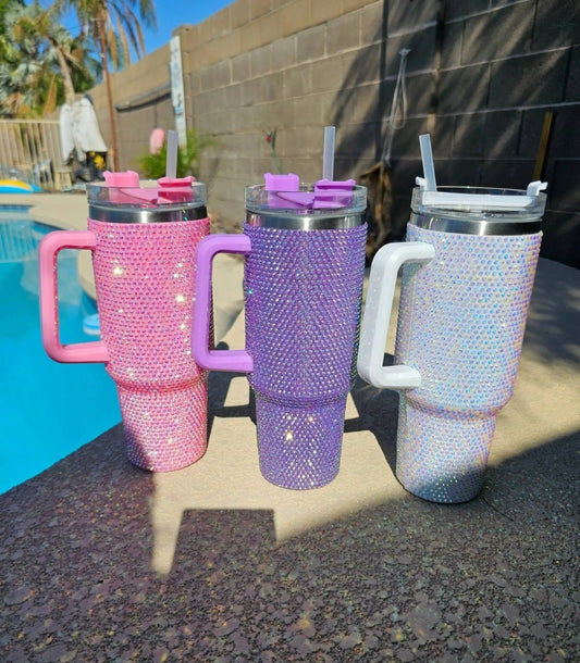 Pink 40oz Rhinestone Bling Tumblers