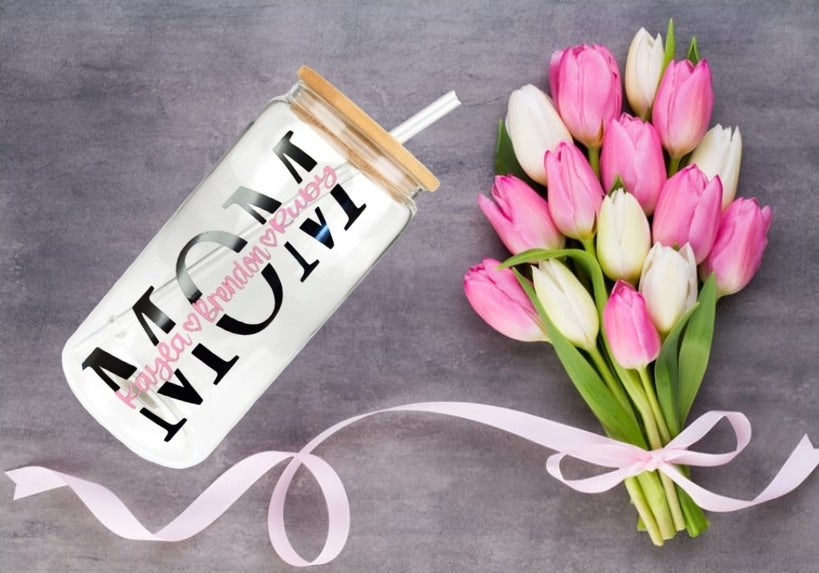 MOM 16oz Personalized Glass Cup