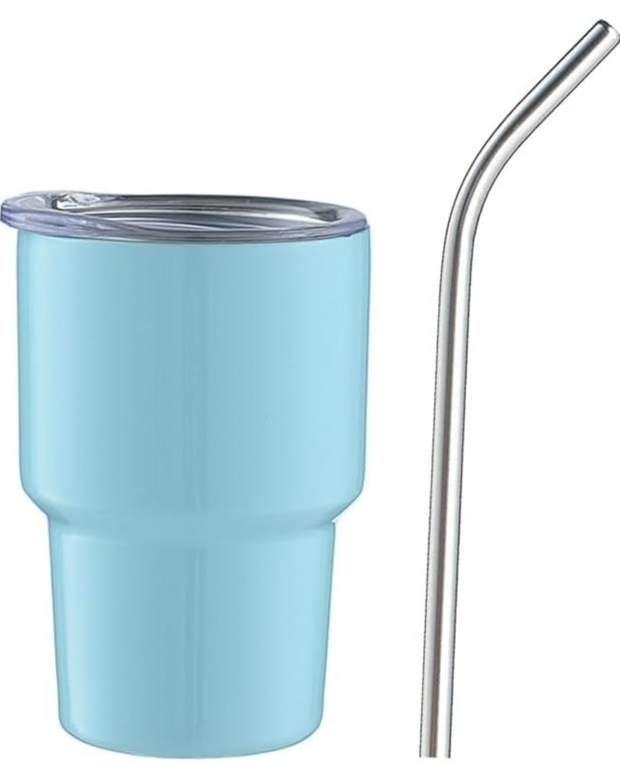 Mini Tumblers 6pc. Set - 3oz. Stainless Steel with Lid and Straw