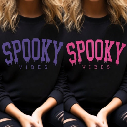 SPOOKY VIBES Black Unisex Crewneck Sweatshirt
