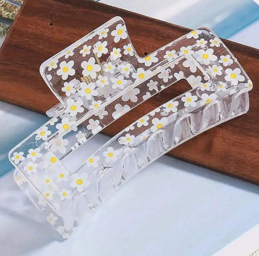 Transparent Floral Hair Claw Clip