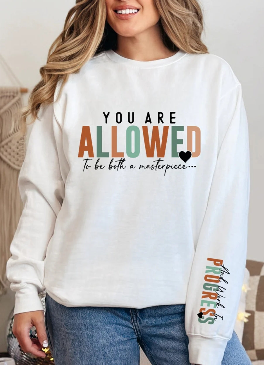 KINDNESS or ALLOWED White Unisex Crewneck Sweatshirt