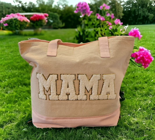 Chenille MAMA Zippered Tote