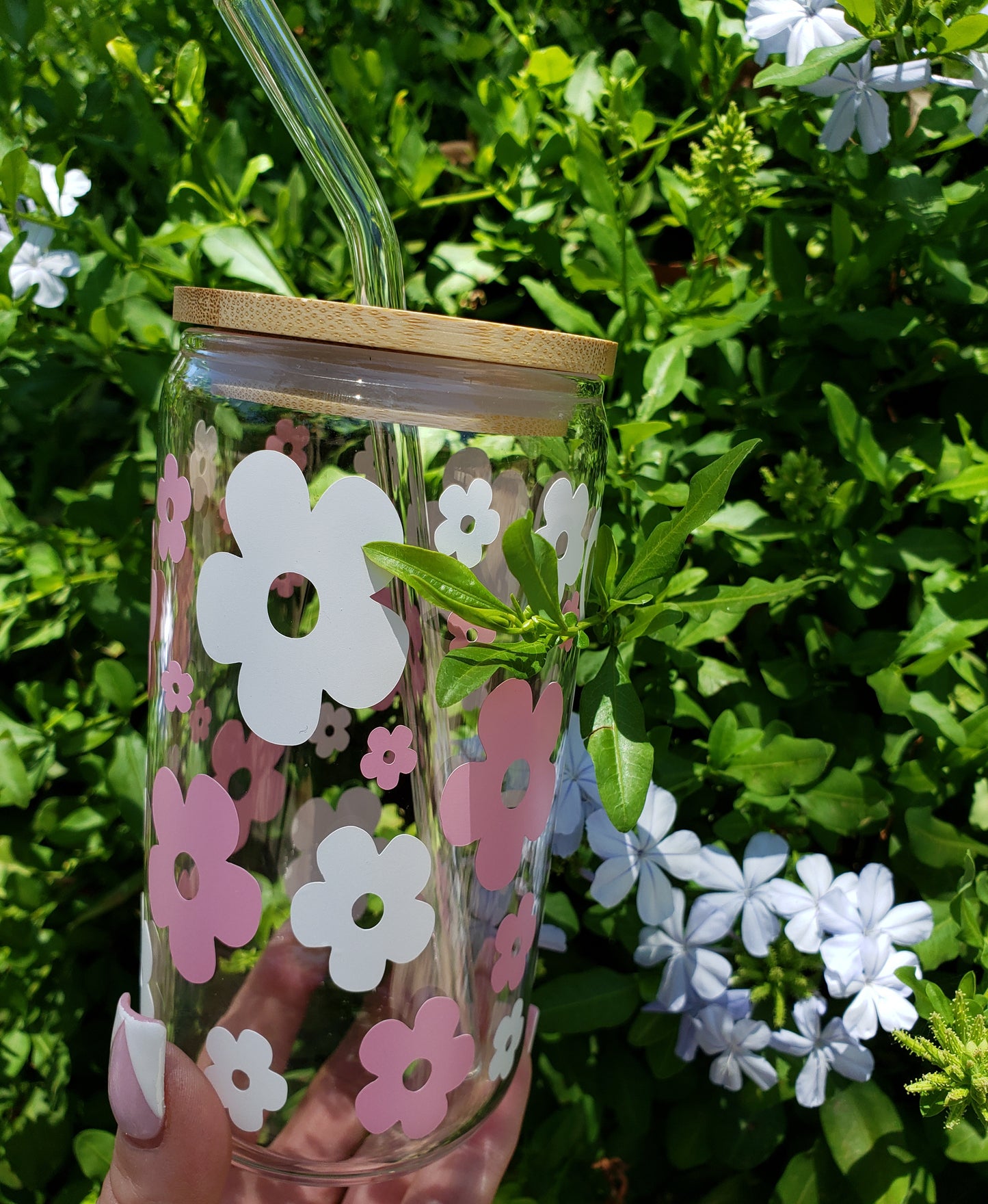 Personalized Daisy Glass Cup