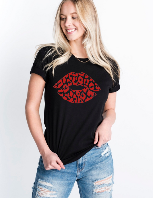 Red Leopard Lip Crewneck Sweatshirt or Tshirt