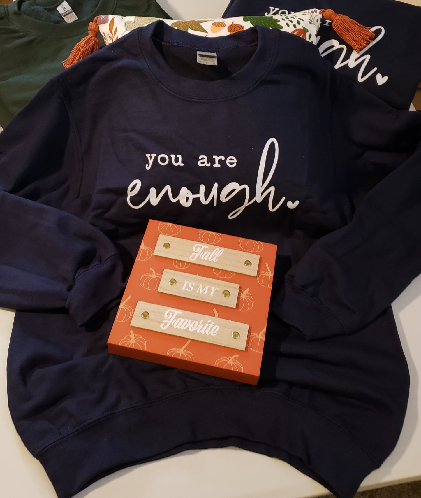 You Are Enough Navy Blue or Forest Green Unisex Crewneck  Sweatshirt