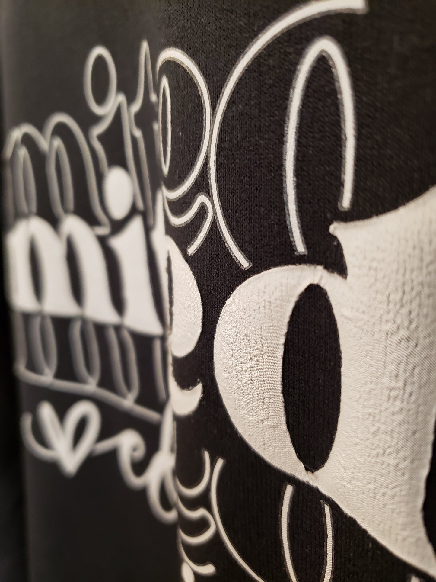 Limited Edition Gray Puff Print Unisex Black Crewneck