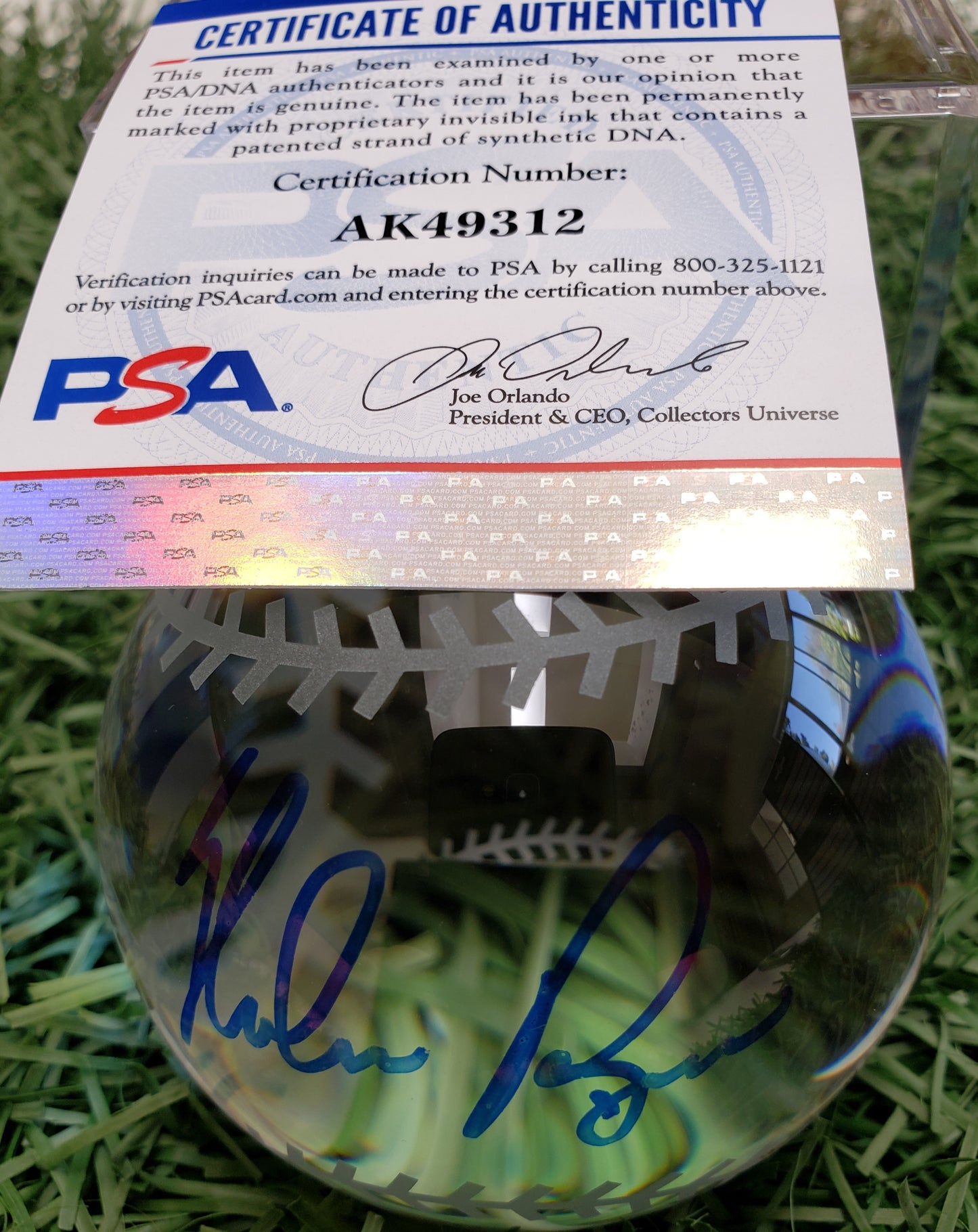 Nolan Ryan Heavy Lead Crystal Autographed Baseball