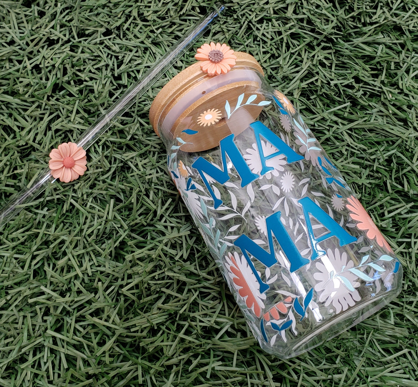 MAMA Flower Glass Cup - 16oz Glass Cup