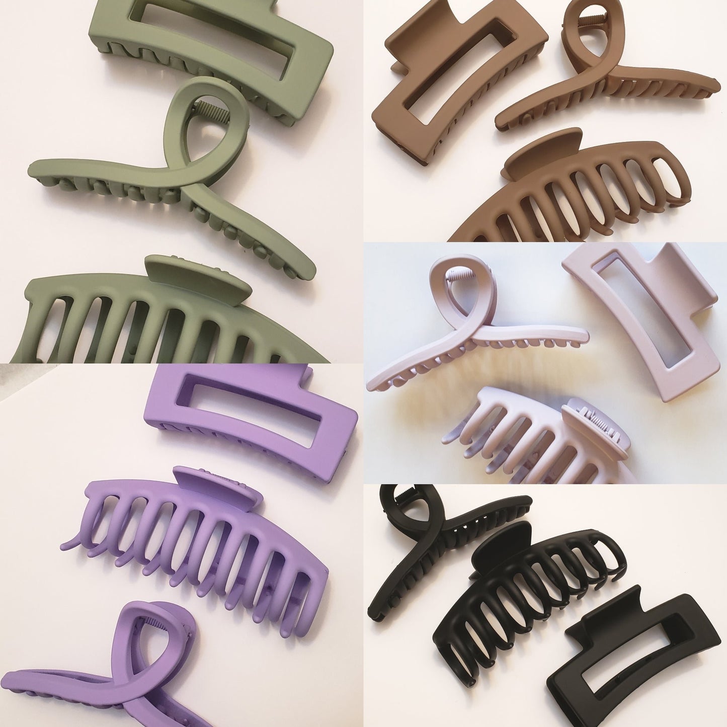 Matte Hair Claw Clips -  3pc Sets