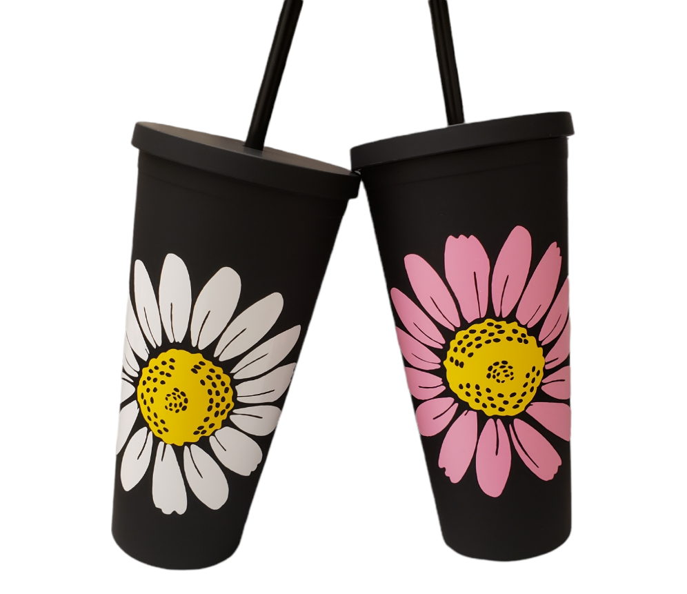 Matte Black Daisy Tumblers