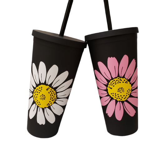 Matte Black Daisy Tumblers