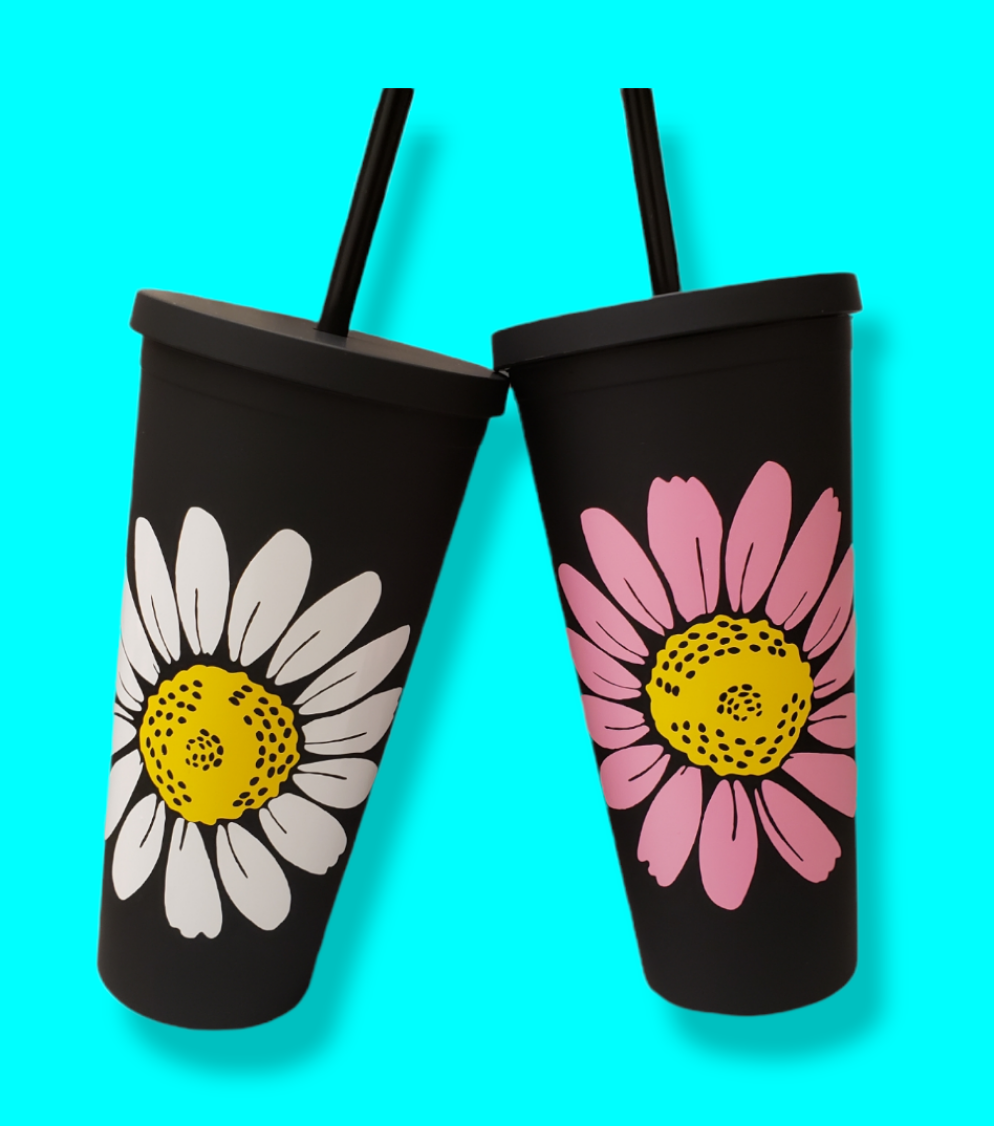 Matte Black Daisy Tumblers