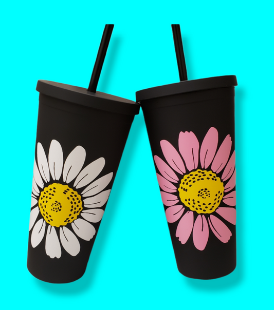 Matte Black Daisy Tumblers