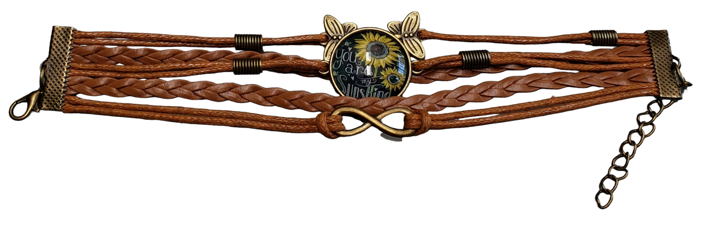 Sunflower, Infinity & Butterfly Bracelet
