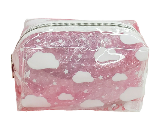 White Cloud Print w/Stars Clear Makeup Bag