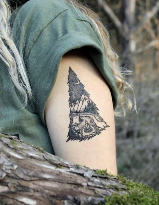 Mountain Camping Temporary Tattoo