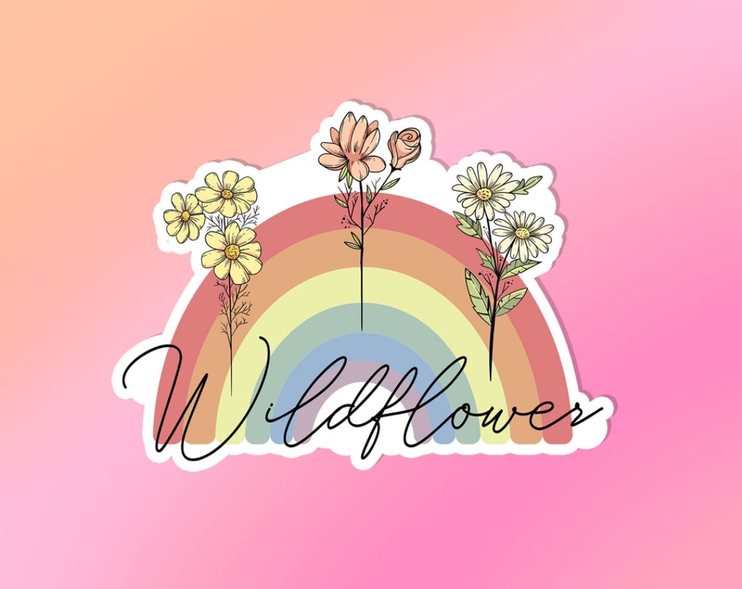 Rainbow Wildflowers Boho Sticker Vinyl Intention Retro