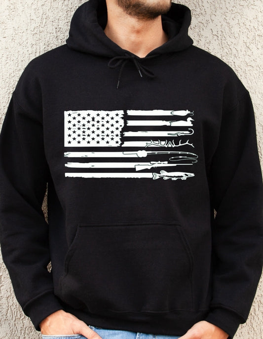 Hunting and Fishing Flag - Black Unisex Hoodie
