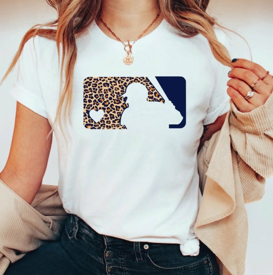 Leopard Baseball White Unisex Tshirt